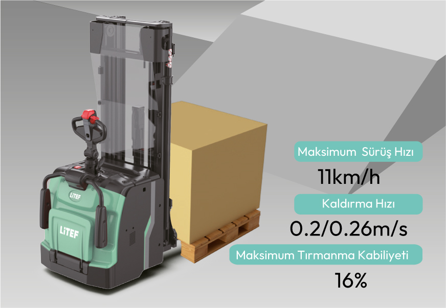 RSL161İ çift palet kaldıran platformlu istif makinesi