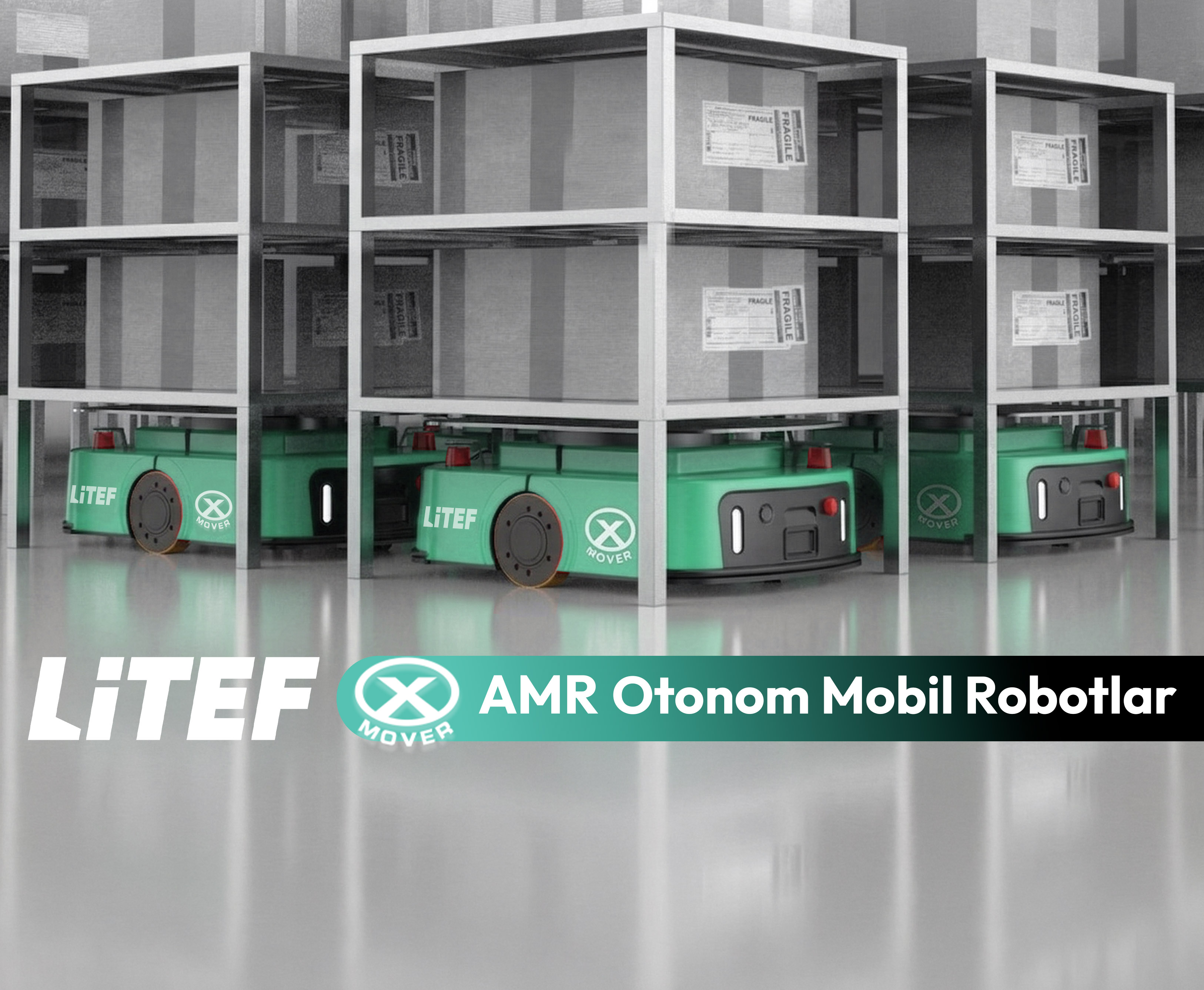 AMR robot depo içinde palet taşıma uygulaması