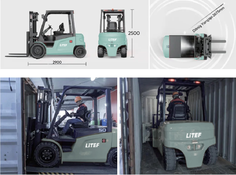 CPD50L1 alçak tavanlı konteyner içinde çalışan elektrikli forklift