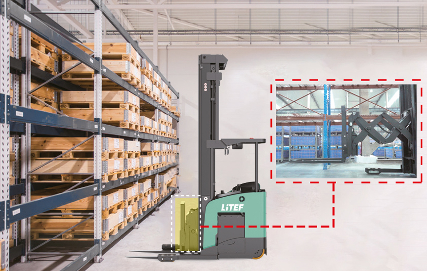 CQD15SD pantograf reach truck makaslı çatal sistemi ile derin raf erişimi