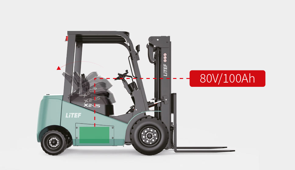 EFL252X2 80V 100Ah lityum iyon forklift aküsü ve entegre şarj