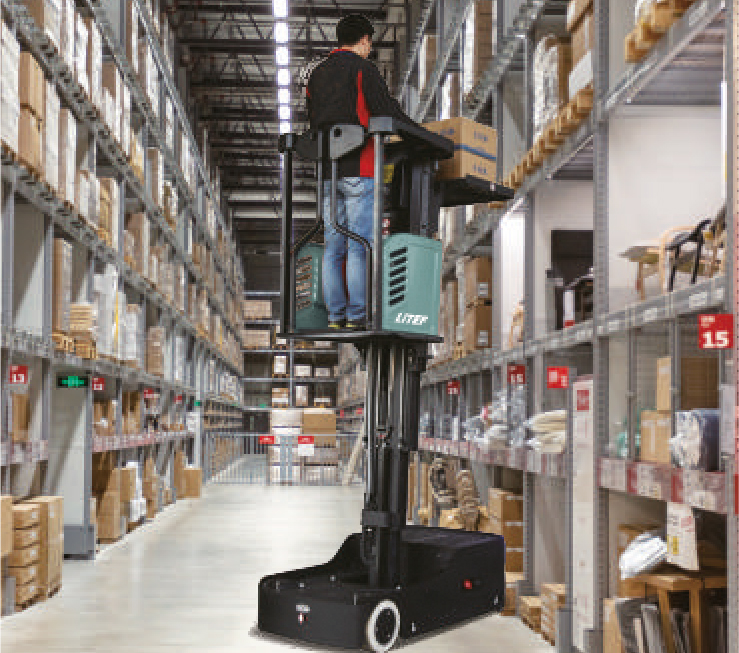 Raf sistemlerinde order picker sipariş toplama makinesi