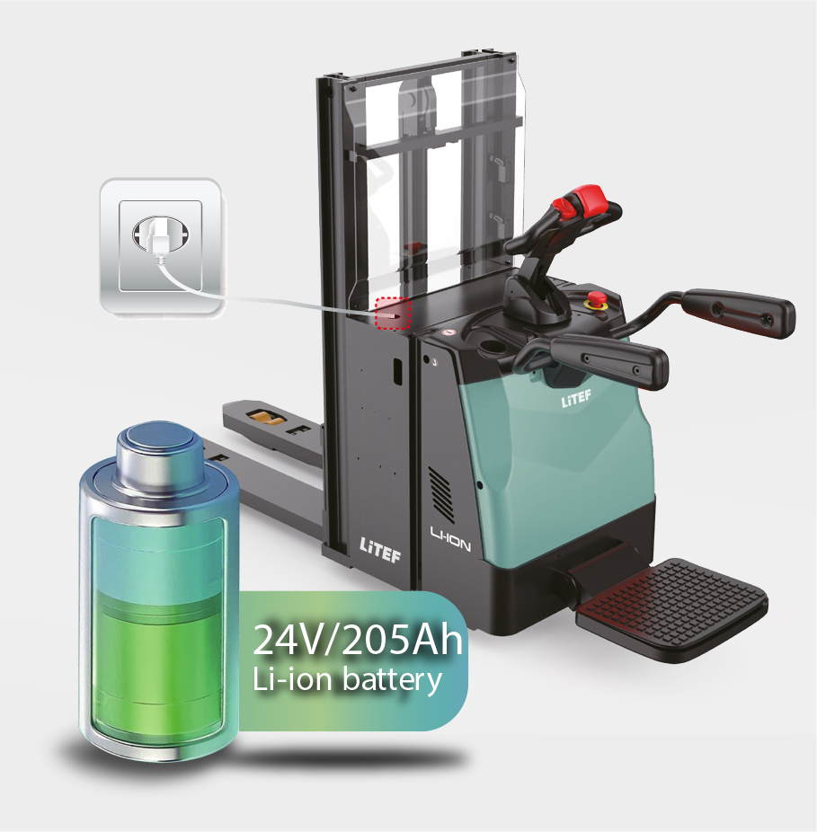 RSi201 24V 205Ah lityum iyon akülü çift palet istif makinesi