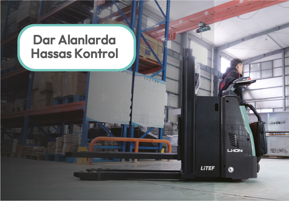 RSi201 kompakt dar koridor çift palet elektrikli istif makinesi