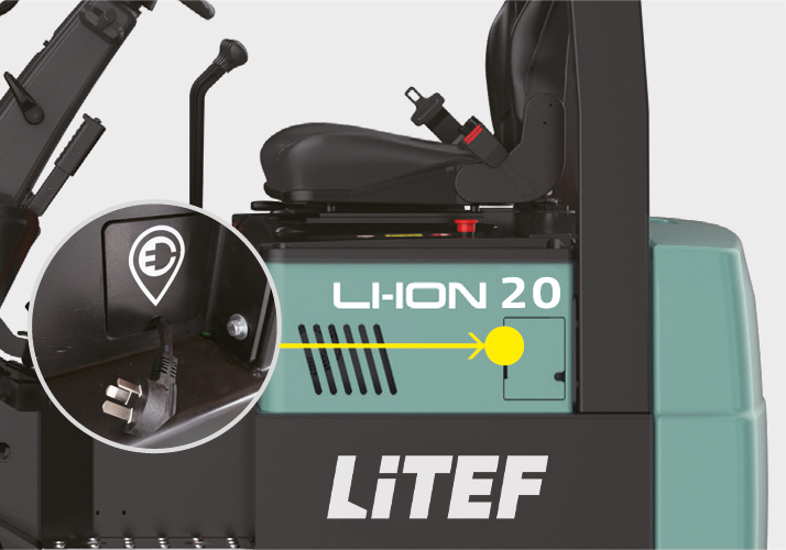 TVL201 80V lityum iyon akülü ve entegre şarjlı forklift