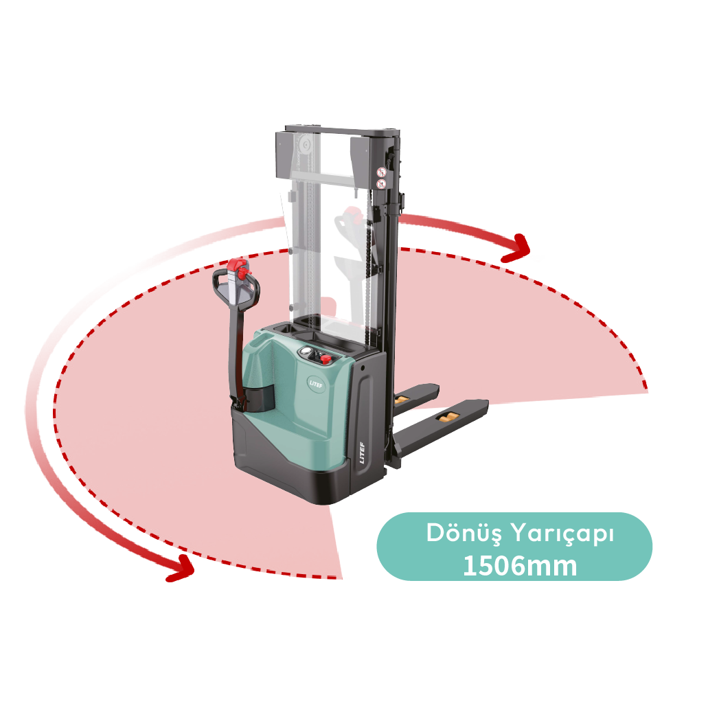 WSA121 düşük dönüş yarıçaplı dar koridor istif makinesi
