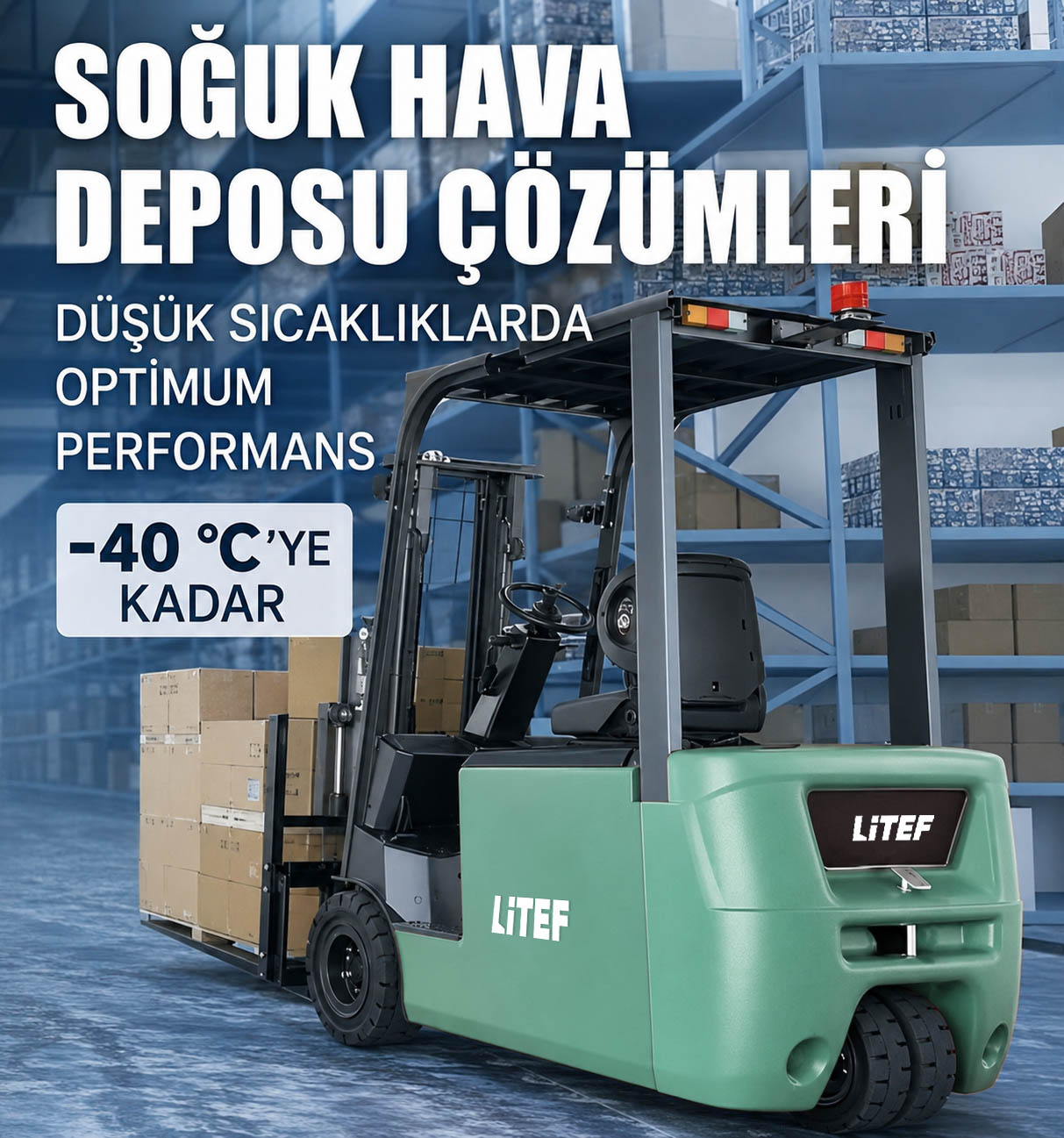 LİTEF CPD15 18 20TV8 eksi 40 derece soğuk hava deposu forklifti