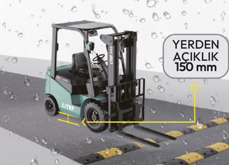 EFL203P 150 mm yerden yüksek dış mekân forklifti