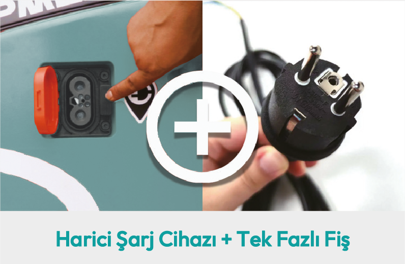 EFL203P harici şarj cihazı ve tek fazlı fişle şarj edilebilen forklift